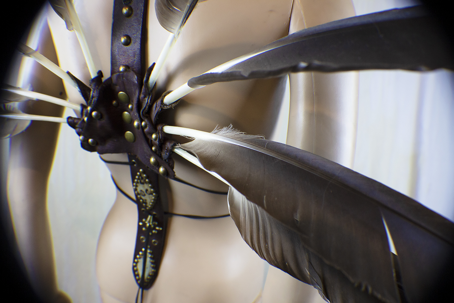 Falcon mask_Wings_leather harness_Back detail angle.jpg